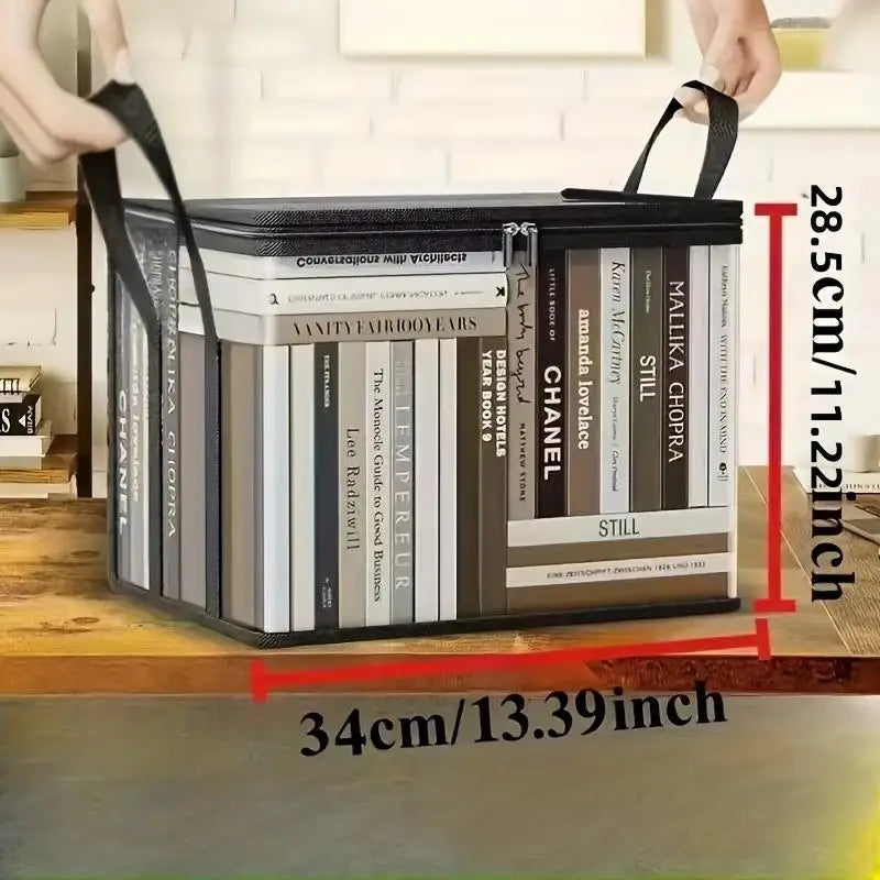 2Pcs Transparent Plastic Book Storage Box Large Capacity Foldable Space-Saving Organizer For Home Office