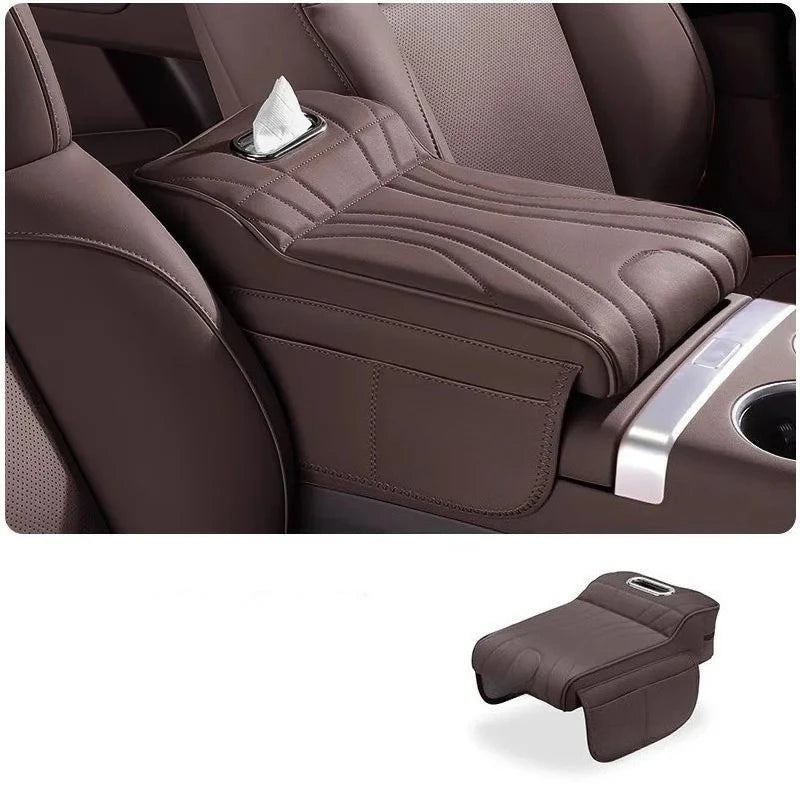 2026 New Universal Memory Foam Car Armrest Booster Pad with Storage Pocket Comfort Cushion for Driver Auto Interior Accessories