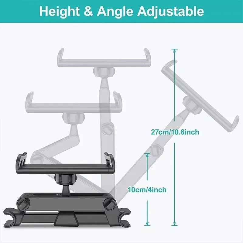 Universal Car Headrest Holder with 360° Rotation for Tablets and Smartphones 4-11 Inches, Fits iPad Air Series