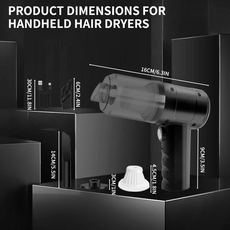 Handheld Car Vacuum Cleaner, 15000PA Portable Cordless, Dual Use of Blowing and Suction Multi-Nozzles, for Car, Home, Pet, Offic