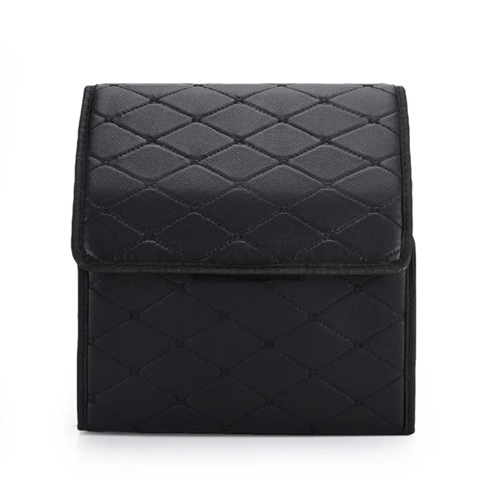 PU Leather Car Trunk Organizer Collapsible Storage Box with Lid Foldable Container Bag Universal Auto Interior Accessories