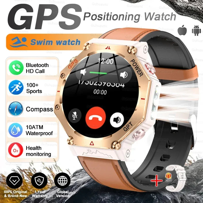 T-Rex 3 Ultra Military Grade GPS Smart Watch 10ATM Waterproof Compass Altimeter Barometric AMOLED Men HD Call Sports Smartwatch