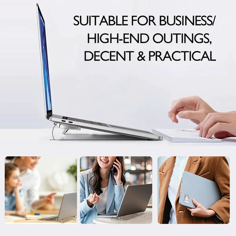 Lereach Mini Aluminum Laptop Stand 2 Adjustable Height Portable Foldable Notebook Riser Ergonomic Cooling Support