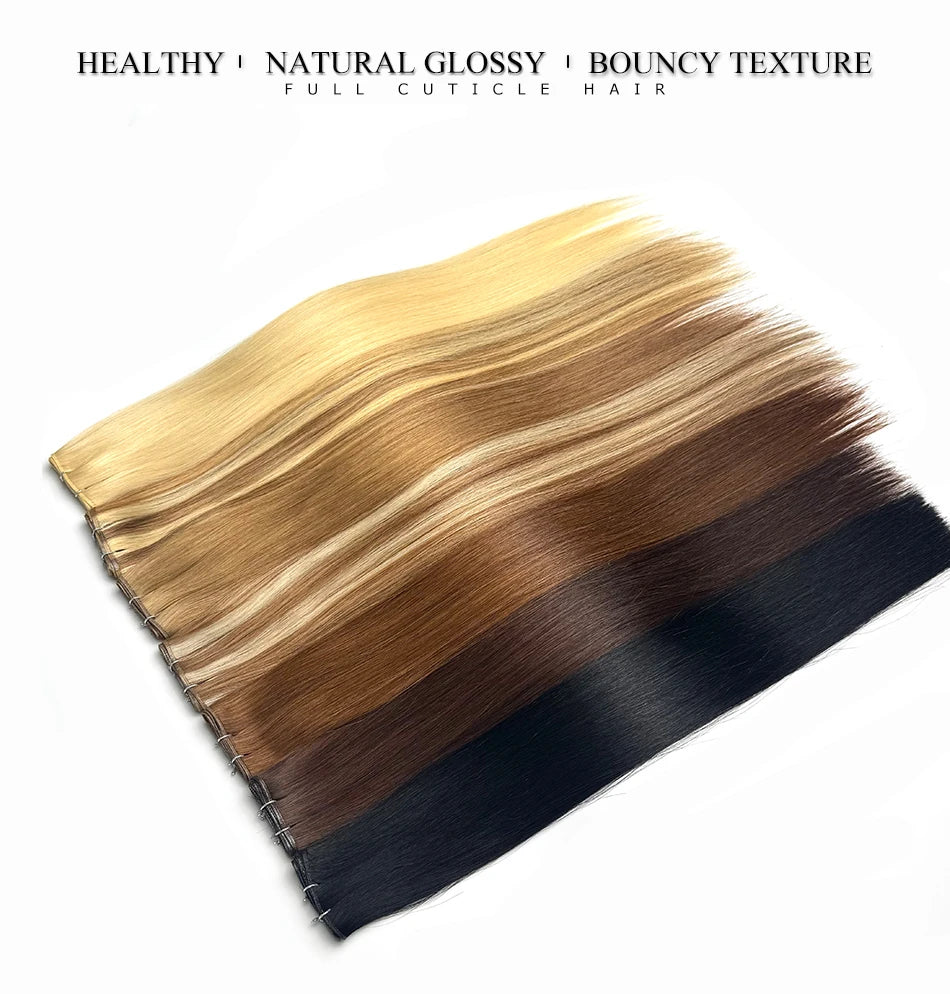 Genius Weft Human Hair Extensions 50G Remy Human Hair Invisible Brazilian Hair Extensions Hair Bundles