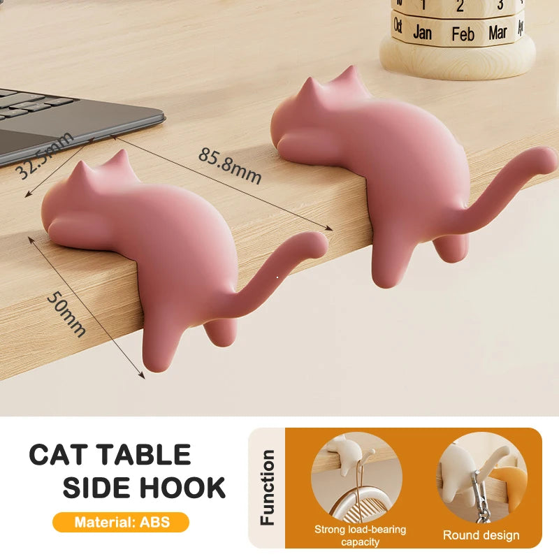 Cute Cat Bag Hook Portable Table Hook Handbag Backpack Organizer Holder for Home Office Desk Side Decor Travel Bag Hanger