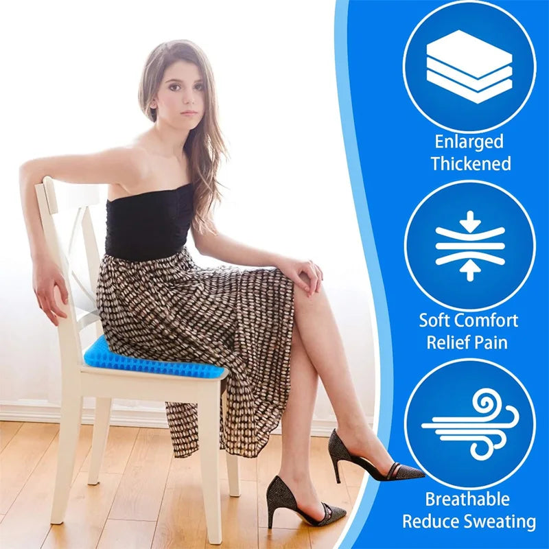 1 Pcs Cooling Gel Seat Cushion Breathable Honeycomb Car Seat Cushion Tailbone Pain Relief Office Chair Wheelchair Pad with Cover