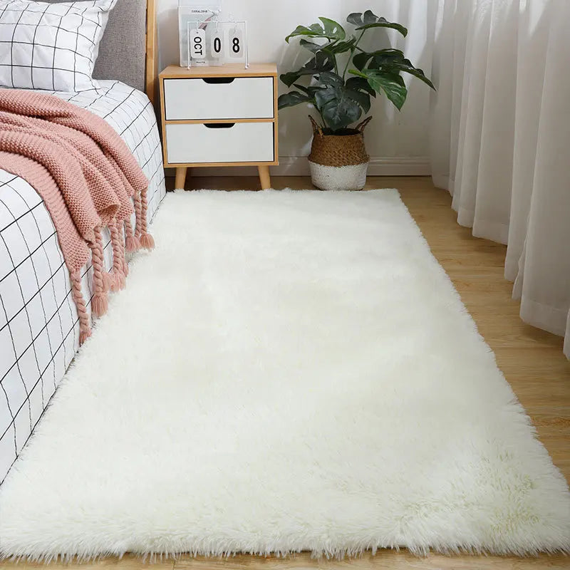 VIKAMA Nordic Style Silk Wool Tie Dyed Solid Color Long Hair Tea Table Living Room Bedroom Household Carpet Floor Bay Window Mat