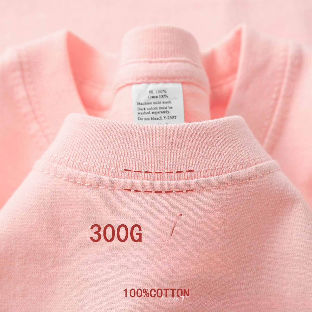 Beige 300g Heavyweight Cotton T-shirt, Loose Summer Round Neck Basic Tee for Men & Women