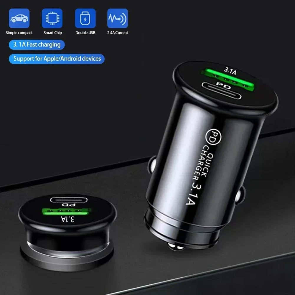 20w Qc3.0 Car Charger Fast Charging Car Lighter Type C Mobile Phone Charge For Xiaomi Iphone For Phone Charge Pd Slot
