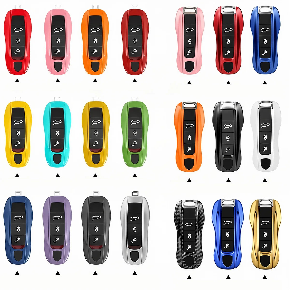 For Porsche Panamera Carrera Macan Boxster Cayman Cayenne Taycan 911 970 981 991 Car Smart Remote Key Case Fob Covers Set Shell
