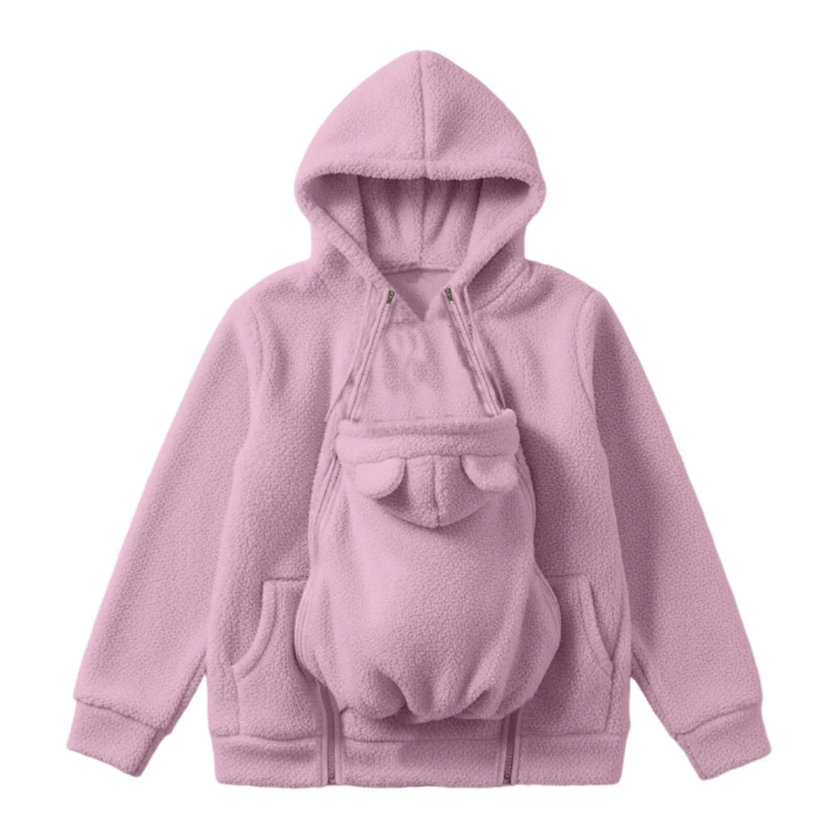 Autumn Winter Kangaroo Baby Carrier Hooded Jackets For Women Casual Hooded Mommy Outerwear Thickened Fleece Baby Pocket Jackets