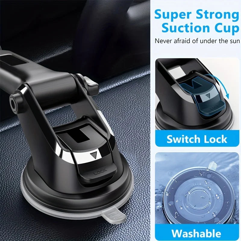 Car Phone Holder Sucker Mount Stand Suction Cup Cellphone Support In Car For IPhone15 Xiaomi Huawei Samsung Mobilephone Bracket