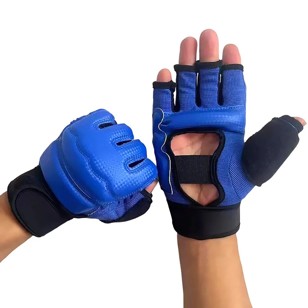 Half Finger Boxing Gloves PU Leather MMA Fighting Kick Boxing Gloves Karate Muay Thai Training Workout Gloves Kids Men