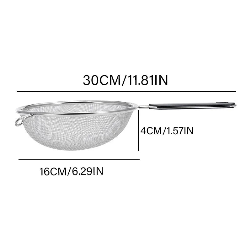 Premium Fine Mesh Strainer for Your Festive Kitchen - Versatile 6.3 Inch Stainless Steel Sieve for Fruits,Broths,and Baking Prep