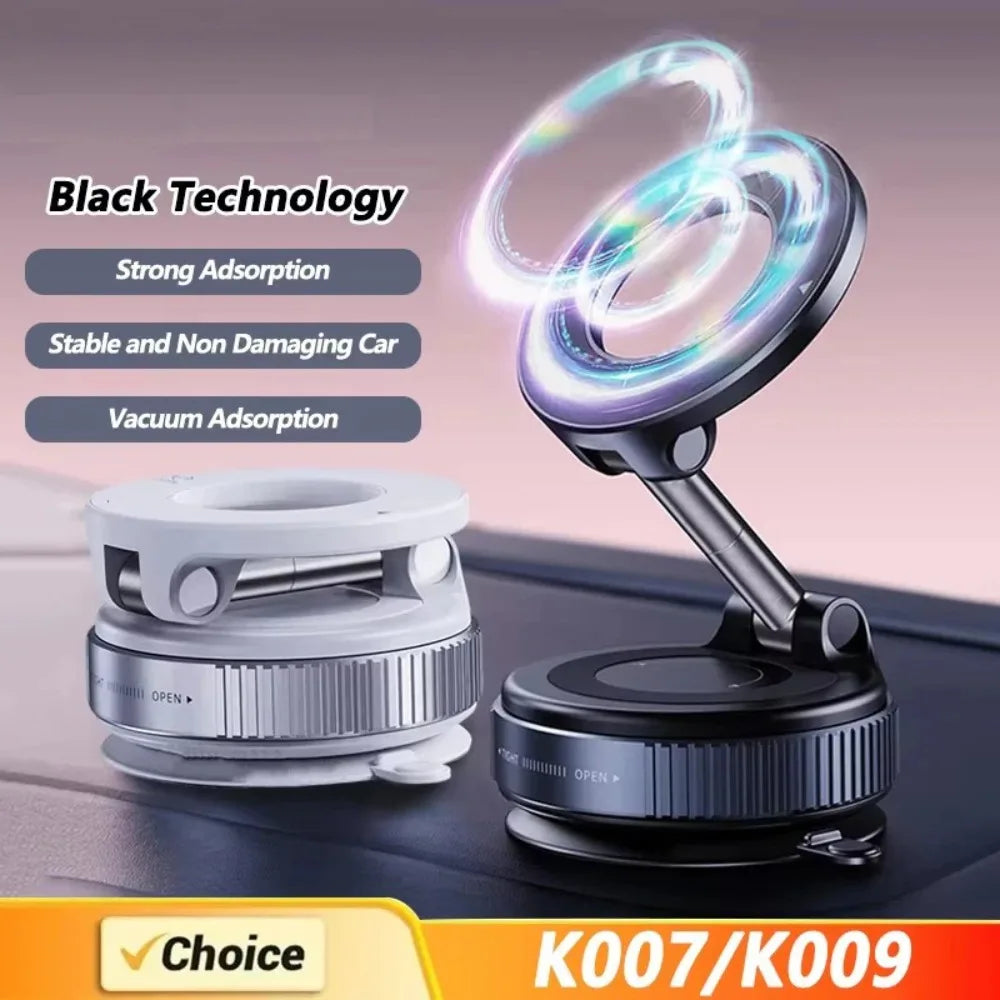 Stable Vacuum Car Phone Holder, 360° Swivel Magnetic Phone Mount for Car, Anti-Shake Dashboard Windshield Stand for GPS Navigation