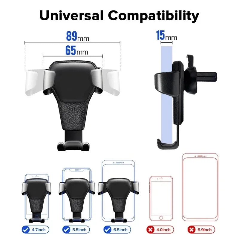 Gravity Car Phone Holder Air Vent Clip Mount Mobile Cell Stand Smartphone GPS Support for IPhone 13 12 Xiaomi Samsung Phone