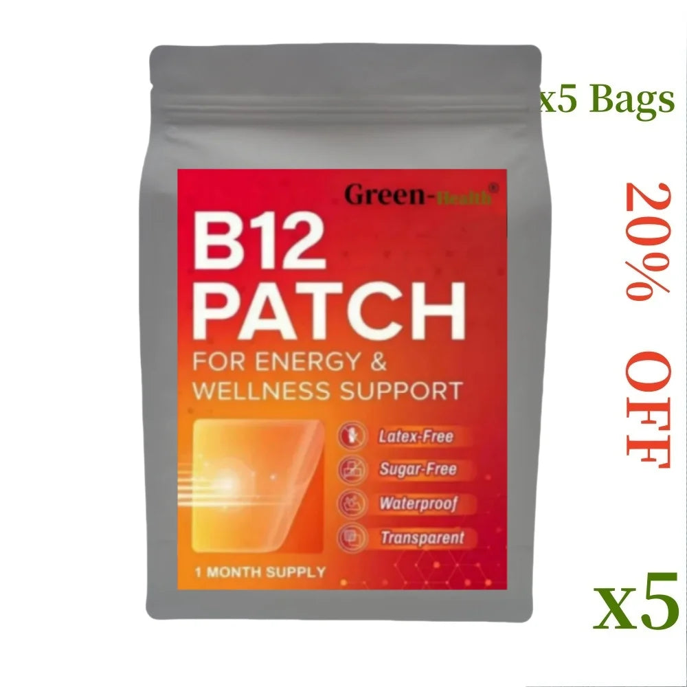 A5YE  Daily B12 Patch Transdermal Self-Adhesive Natural Blend 30 Count for 1 Month Supply of Vitamin B12 Patches