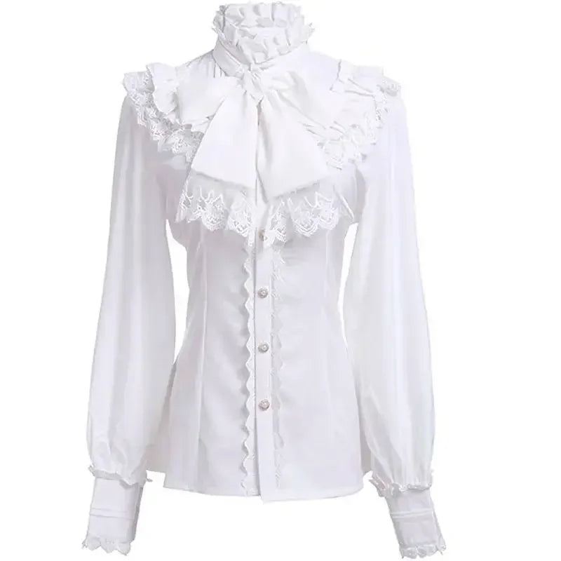 Japanese Gothic Lolita Flare Sleeve Shirts Women Y2k Aesthetic Lace Ruffle Patchwork Blouse Elegant Lady Chic Loose Tops New