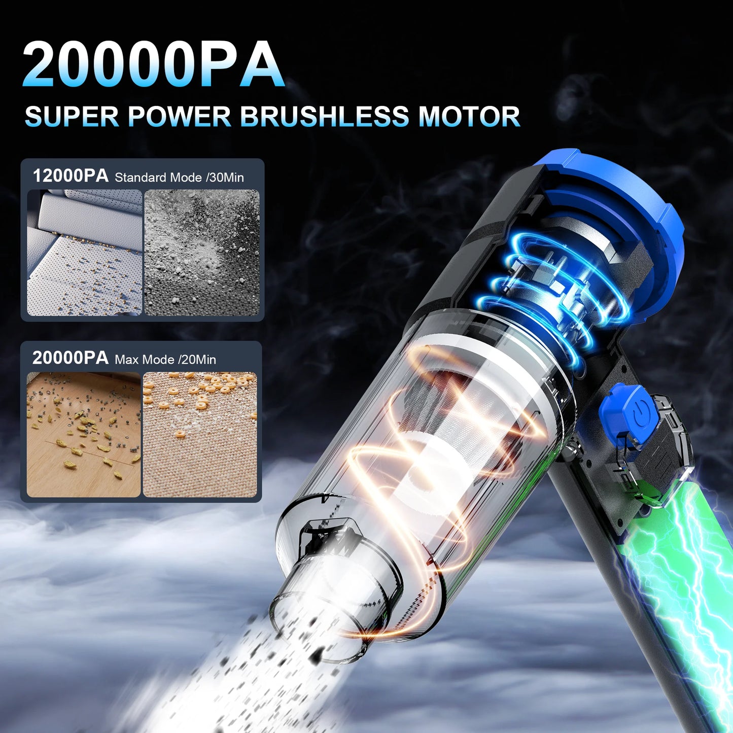 12000Pa 4 in 1 Car Vacuum Portable Cordless High Power Hand Held Vacuum, Brushless Motor Handheld Vacuum Cordless Air Duster