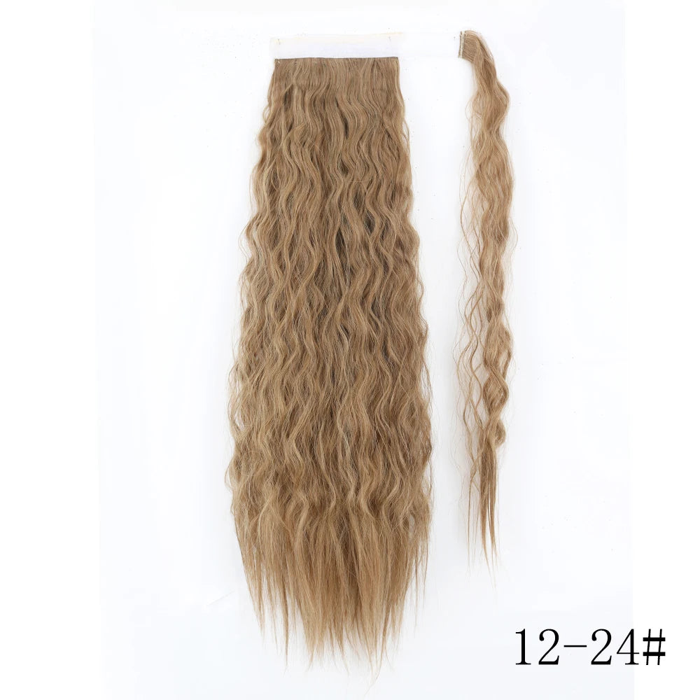 LISI GIRL Synthetic Hair 22''34'' Long Straight Ponytail Wrap Around Ponytail Clip in Hair Extensions Black Hairpiece Headwear