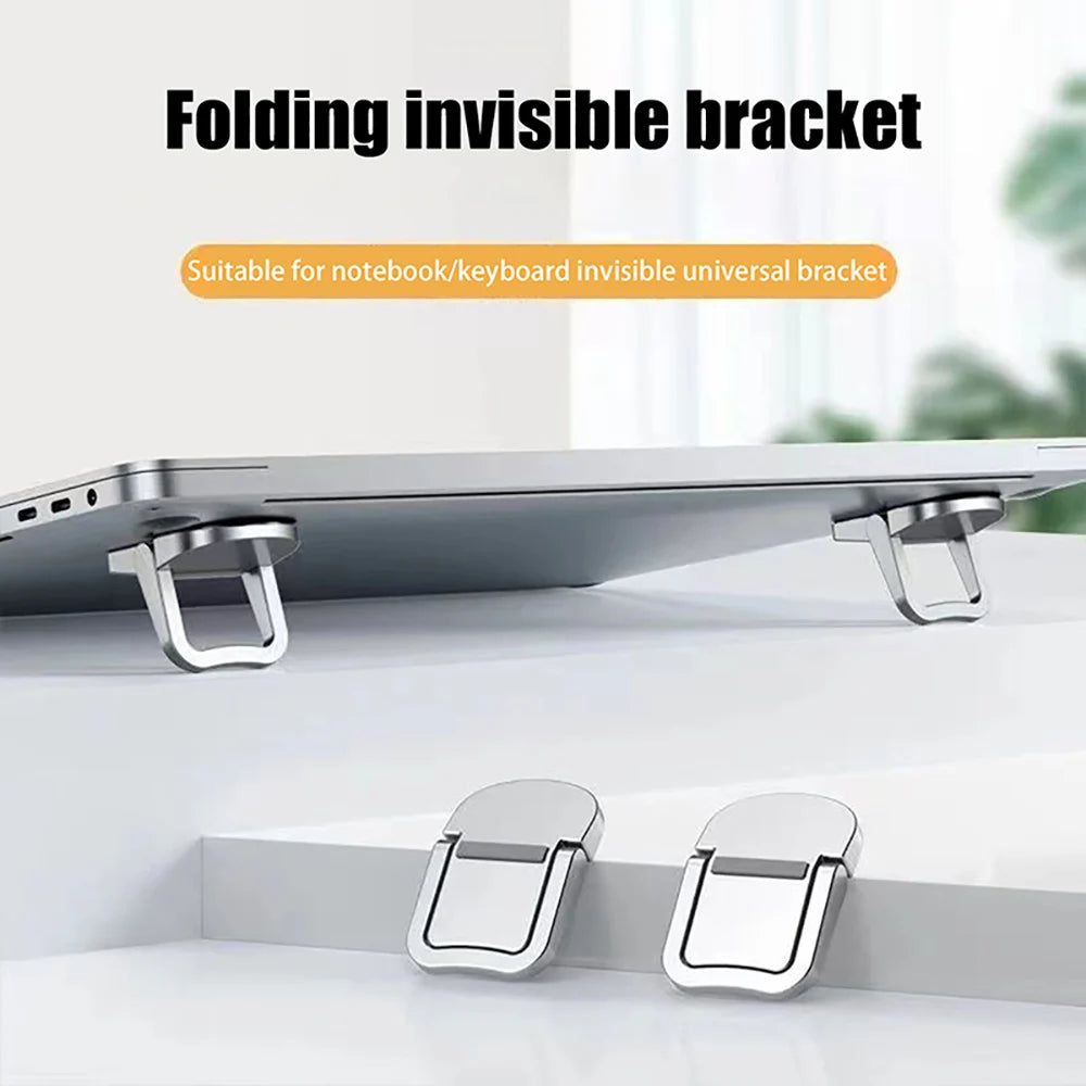2PCS Mini Foldable Invisible Laptop Stand With 2 Adjustable Angles Foldable Invisible Laptop Riser for Notebook Cooling Holder