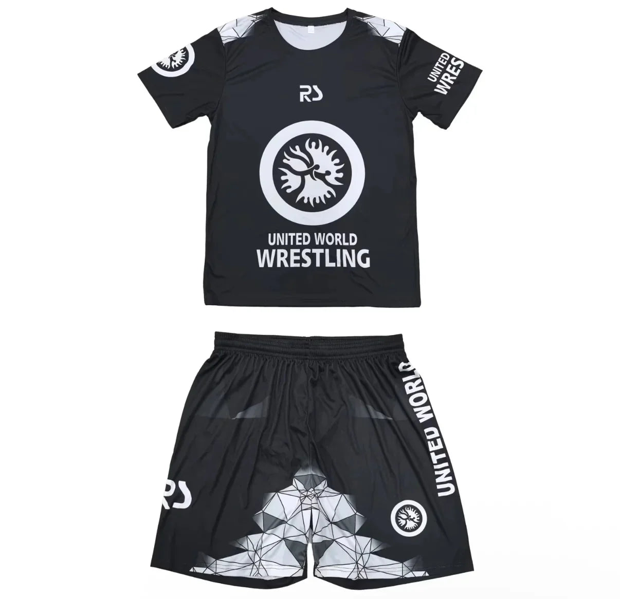 2026 New Men World Wrestling Team Sportswear Set Short Sleeve T Shirt and Shorts for Workout Lightweight Moisture Wicking