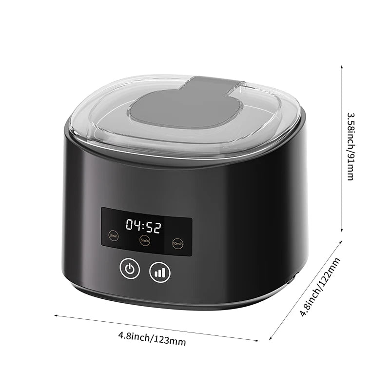 Ultrasonic Retainer Cleaner Machine 45kHz for Dentures Braces Mouth Guard - Portable Dental Pod with UV for Travel Case