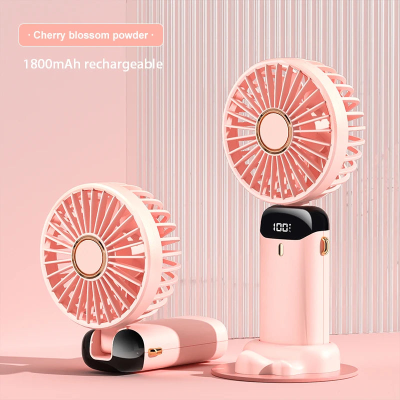 2024 New 1800mAh Portable Fan Rechargeable 90° Foldable Fan Mini Air Conditioner Small Fan Air Cooler with LED Digital Display
