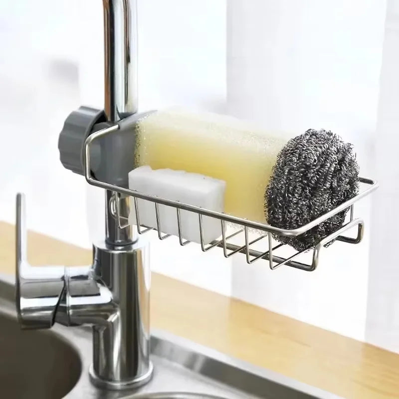 Kitchen Stainless Steel Sink Drain Rack Storage Faucet Holder Soap Drainer Towel Rack Shelf Organizer Kitchen Accessories