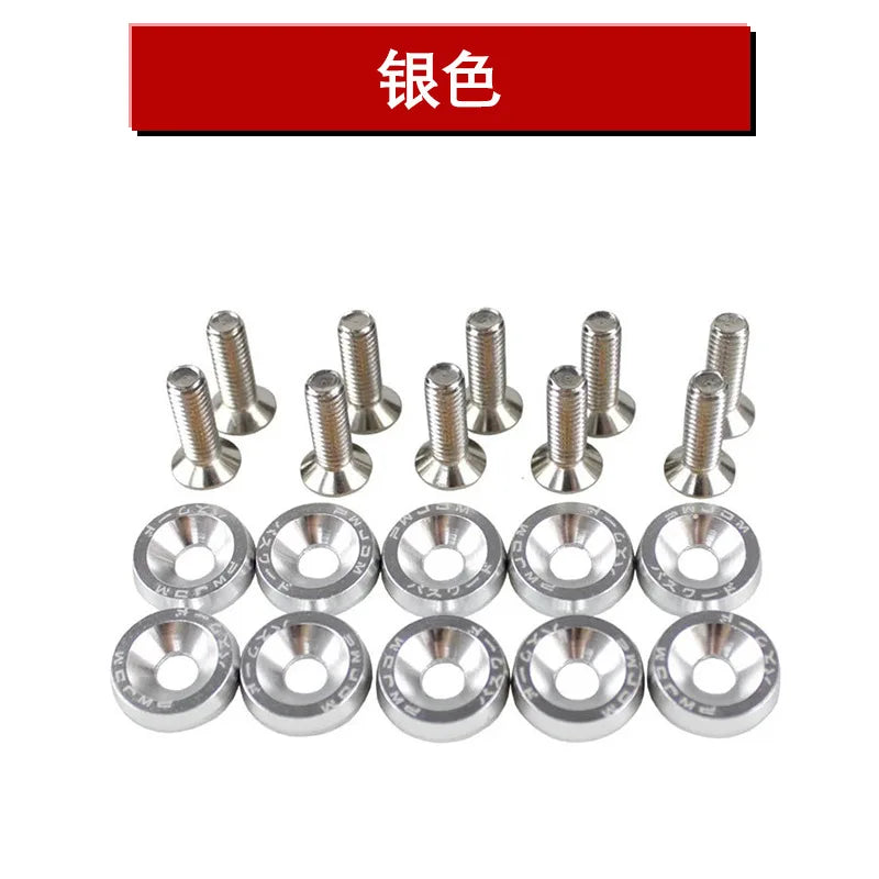 10PCS M6 JDM Car Modified Hex Fasteners Fender Washer Bumper Engine Concave Screws Fender Washer License Plate Bolts Car styling