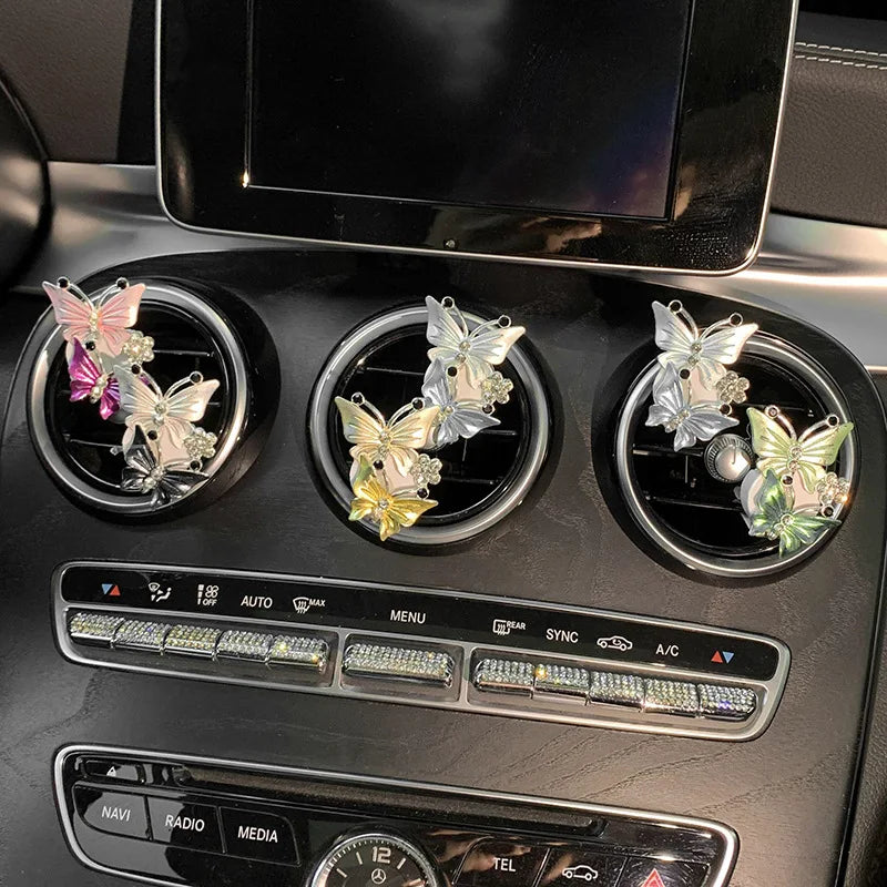 Air Freshener Butterfly Car-styling Car Perfume Natural Smell Air Conditioner  Butterfly Diamond Aromatherapy Decoration Clip