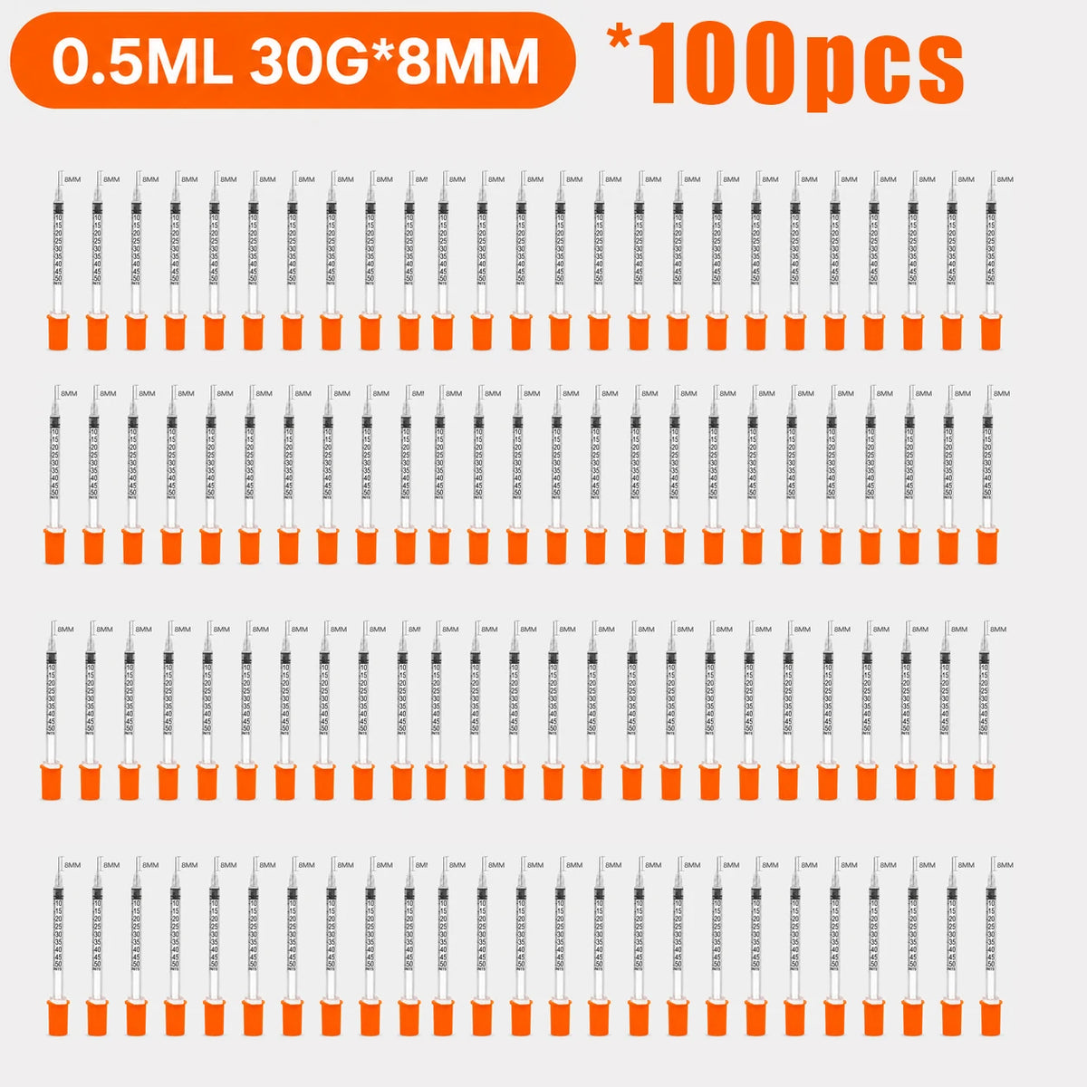 20pcs/100pcs 1ml 0.5ml 30G 31G Pet Animal Dog Cat Disposable Syringe Plastic Veterinary Syringe With Needles Medical Supplies