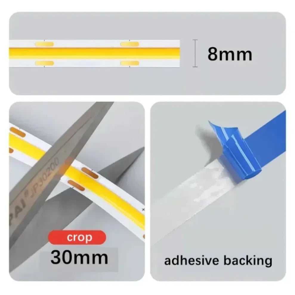 USB Motion Sensor 8mm COB LED Strip DC5V 3 Modes Dimmable Induction Night Light for  Bedroom TV Backlight Kitchen Cupboard Decor