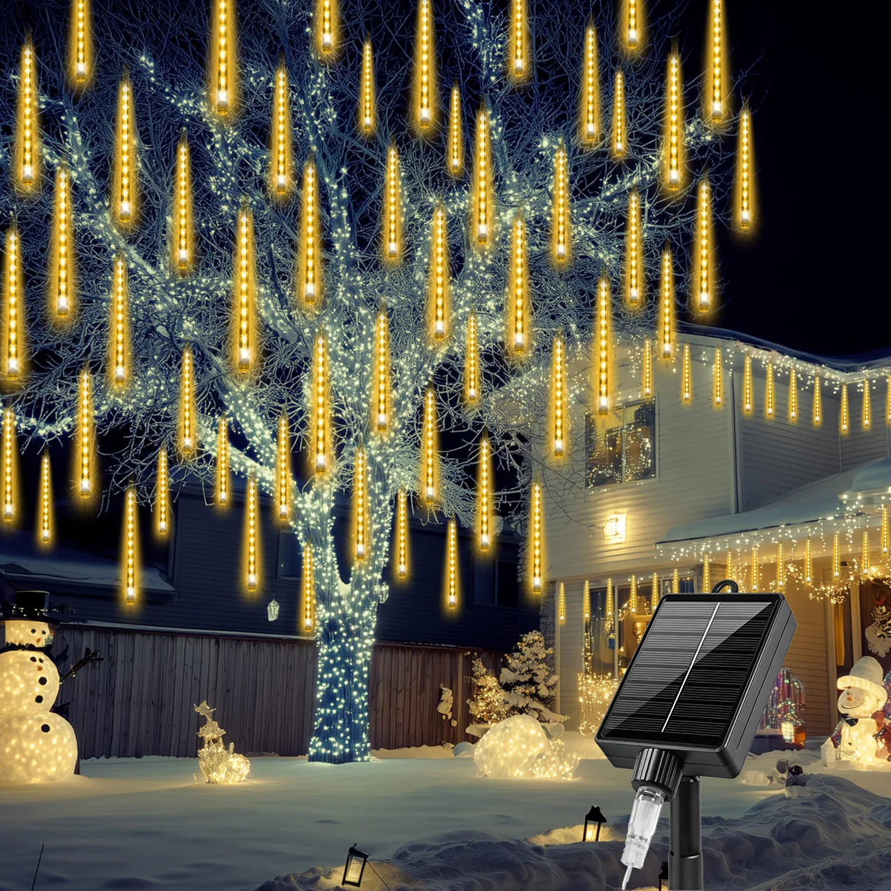 Solar LED Meteor Shower Light String Outdoor Waterproof Fairy Garden Light Christmas Wedding Decoration for Tree Garden Eave
