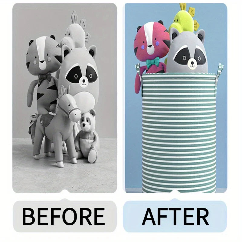 Foldable Minimalist Striped Laundry Basket Multi Use Collapsible Storage Organizer for Bathroom Bedroom Toy Clothes Home 1 Pack