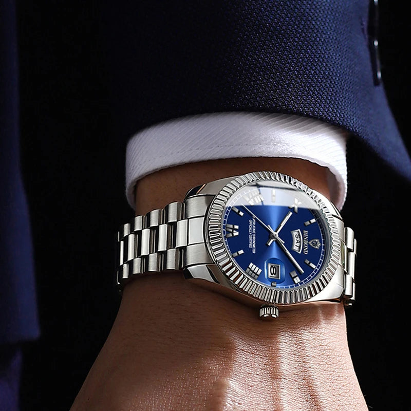 BINBOND Luxury Precise Quartz Wristwatches For Men Fashion Casual Reloj Luminous Waterproof Week Auto Date Men's Watch Durable