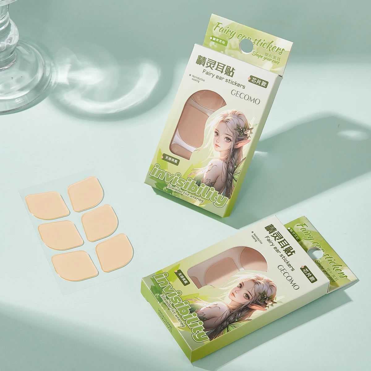 GECOMO 18 Stickers Natural Invisible Fairy Ear Stickers Strong Support Fit Ear Shaping Suitable For Photogenic Beauty Tools