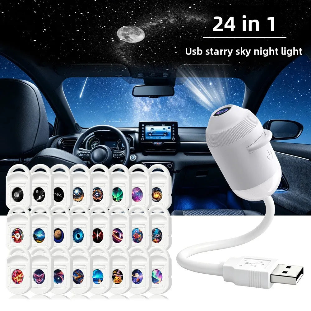 USB Starry Sky Projector Light, Adjustable-Angle Car Ambient Light,Decorative Light for Bedrooms, Living Rooms,and Car Interiors