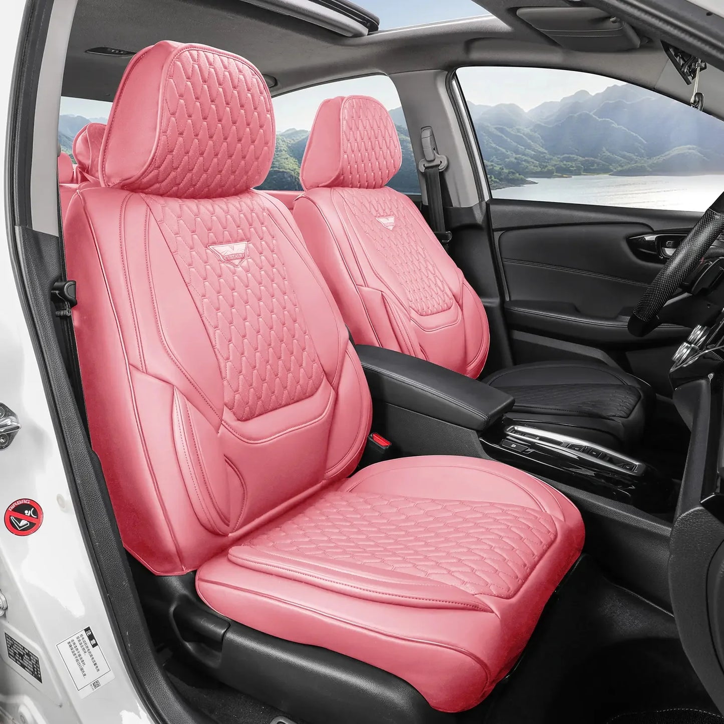 EKR Universal Car Seat Covers Full Set Waterproof Leather Auto Seat Protection All-Season Universal Fit Most Car Sedan SUV