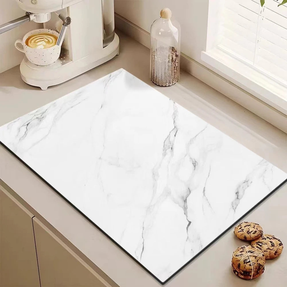 1pcs Household Light Luxury Marble Draining Countertop Diatomite Absorbent Non-Slip Table Mat Kitchen Counter Drain Mat