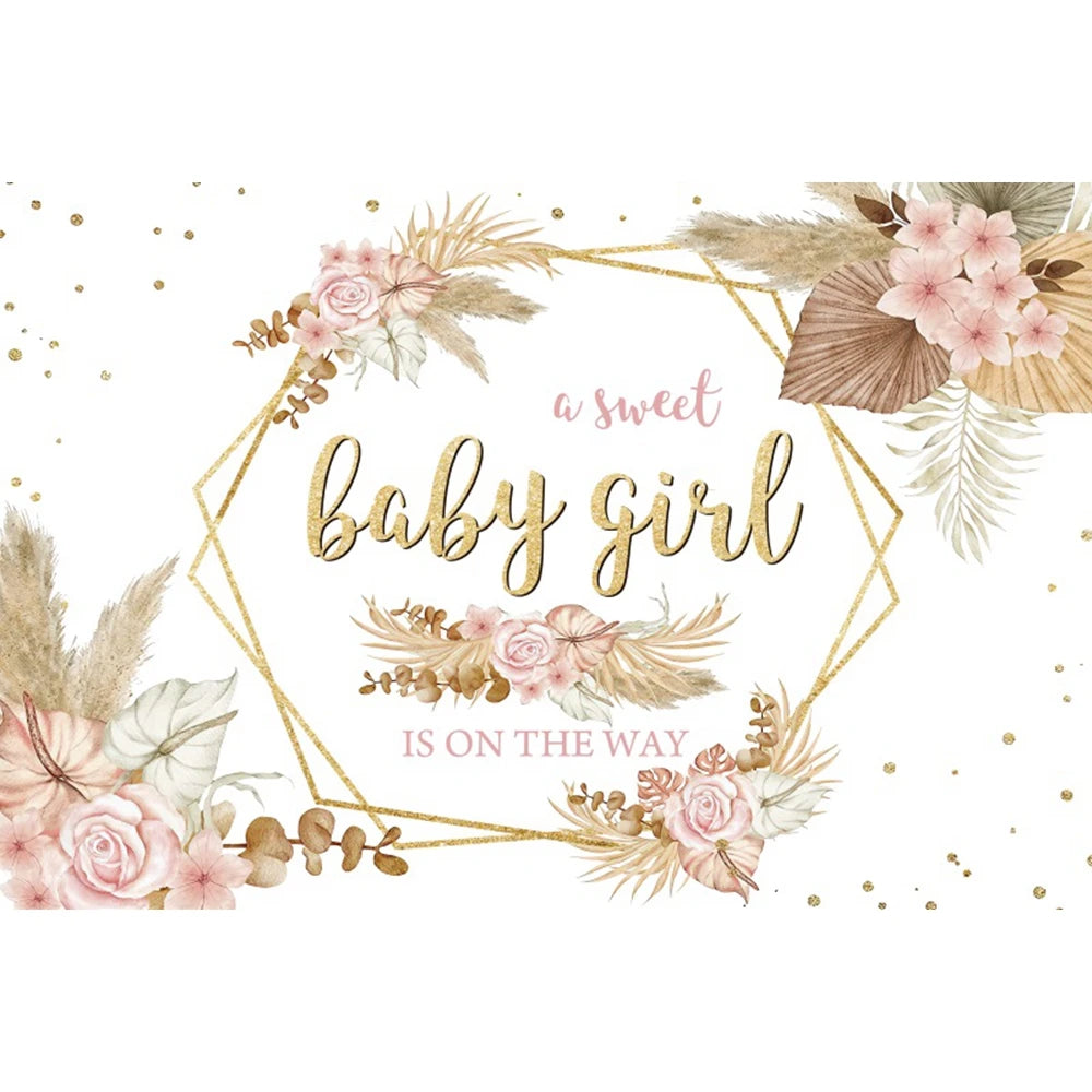 Happy Birthday Backdrop Gold Frame Frame Flower Butterfly Baby Shower Adult Anniversary Birthday Party Photography Background