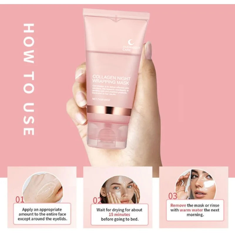 Collagen Peel-off Mask Night Wrapping Facial Mask Deeply Moisturizing Hydrating Firming Skin Facial Mask Daily Face Skin Care