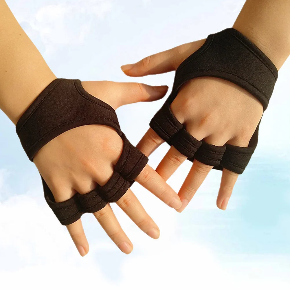 Gym Gloves Men Women Workout Weight Lifting Silicone Non-Slip Fingerless Half Gloves Padded Wrist Strap Palm Protection Black Xl