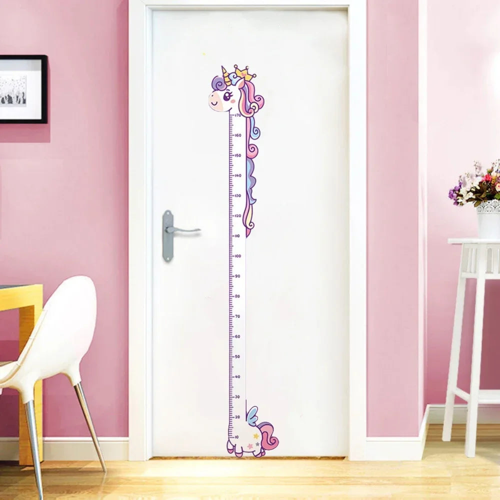 Children Growth Height Ruler Sticker To Measure And Record Kids Height With Unicorn Dinosaur Giraffe Cartoon Nursery Decor