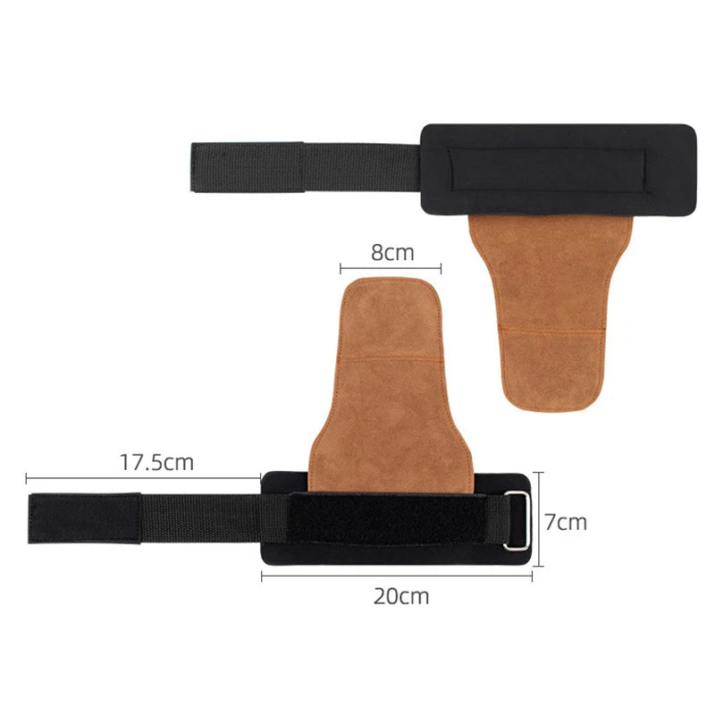 Gym Fitness Gloves with Wrist Straps for Men & Women; Double Layer PU Leather for Weightlifting, Bench Press, Pull-up Training.