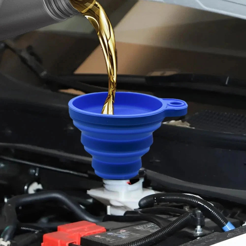 Engine Funnel Car Universal Silicone Liquid Funnel Washer Fluid Change Foldable Portable Auto Engine Oil Petrol Change Funnel