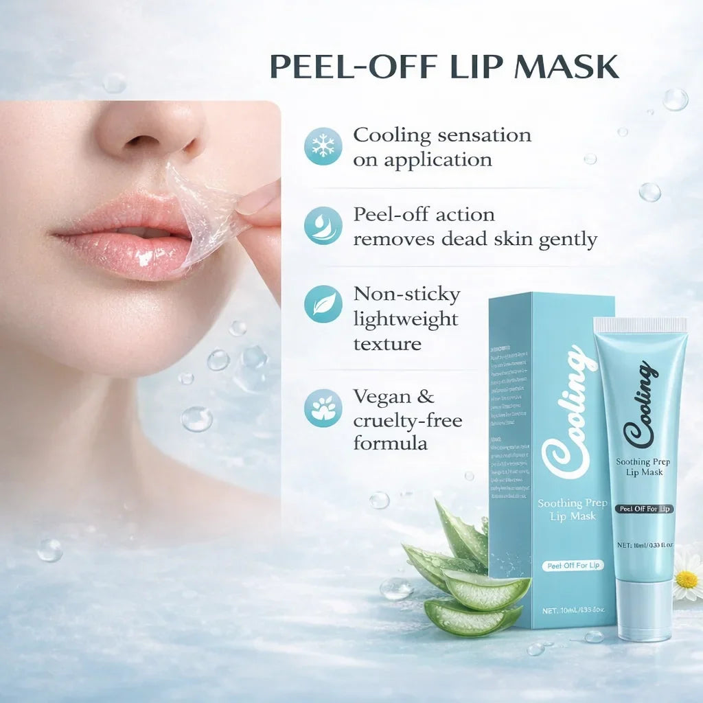 Soothing Prep Lip Mask- Cooling Peel-Off Lip Mask for Smoother Lip Prep ,Hydrating & Moisturizing Lips for Women, 10ml