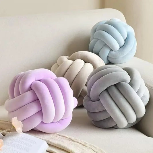 Lilac Decorative Throw Knot Pillow Ball for Home Chair Sofa Couch Bed Aesthetic Round Velvet Knotted Pillow Cushion Gift