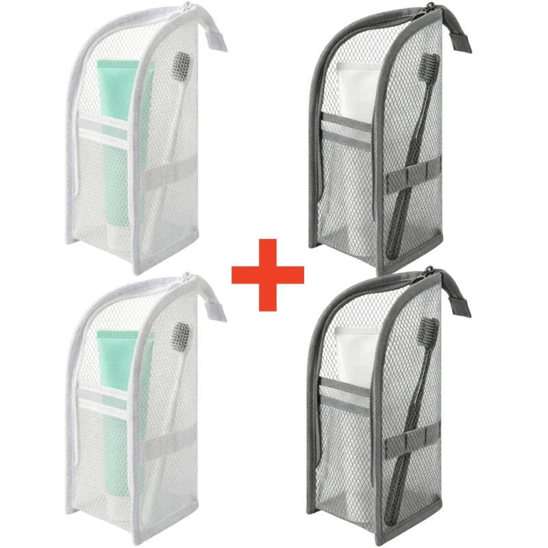 Standing Mesh Toiletry Bag Portable EVA Waterproof Travel Foldable Toothbrush Cosmetic Organizer Women Bathroom Storage Pouch