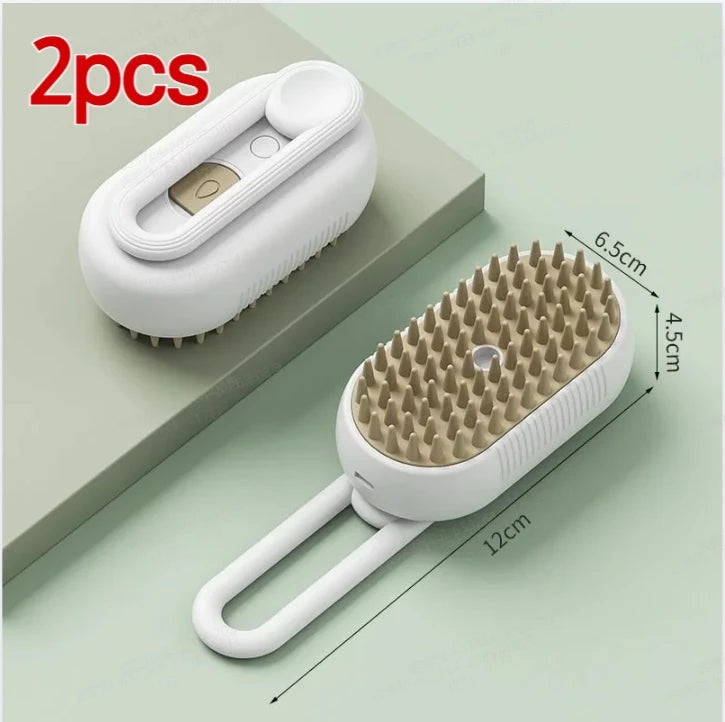 Pet Steam Spray Comb for Detangling and Deshedding 3-in-1 Hair Removal No-Wash Cleaning Massage Grooming Brush for Cats and Dogs